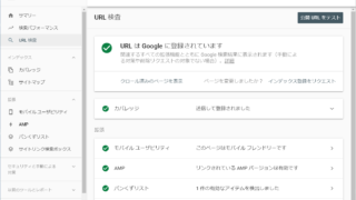 Google Search ConsoleのURL検査ツールを使った検査結果画面